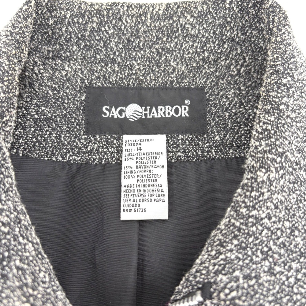 Sag Harbor Womens Black White Salt Pepper Zip Front Jacket Blazer Size 14 - Picture 4 of 8